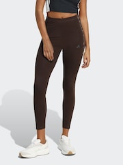 adidas Brown Seasonal Essentials Leopard Print Tights With 3-Stripes - Image 1 of 6