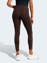adidas Brown Seasonal Essentials Leopard Print Tights With 3-Stripes - Image 2 of 6
