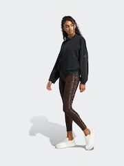 adidas Brown Seasonal Essentials Leopard Print Tights With 3-Stripes - Image 3 of 6