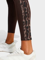 adidas Brown Seasonal Essentials Leopard Print Tights With 3-Stripes - Image 5 of 6
