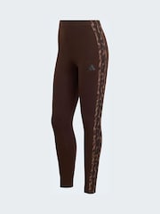 adidas Brown Seasonal Essentials Leopard Print Tights With 3-Stripes - Image 6 of 6