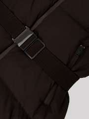 Reiss Chocolate Brown Colette Belted Longline Hooded Puffer Coat - Image 7 of 7