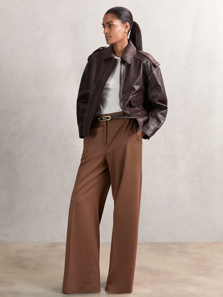 Reiss Aubergine Peyton Oversized Leather Jacket - Image 10 of 10