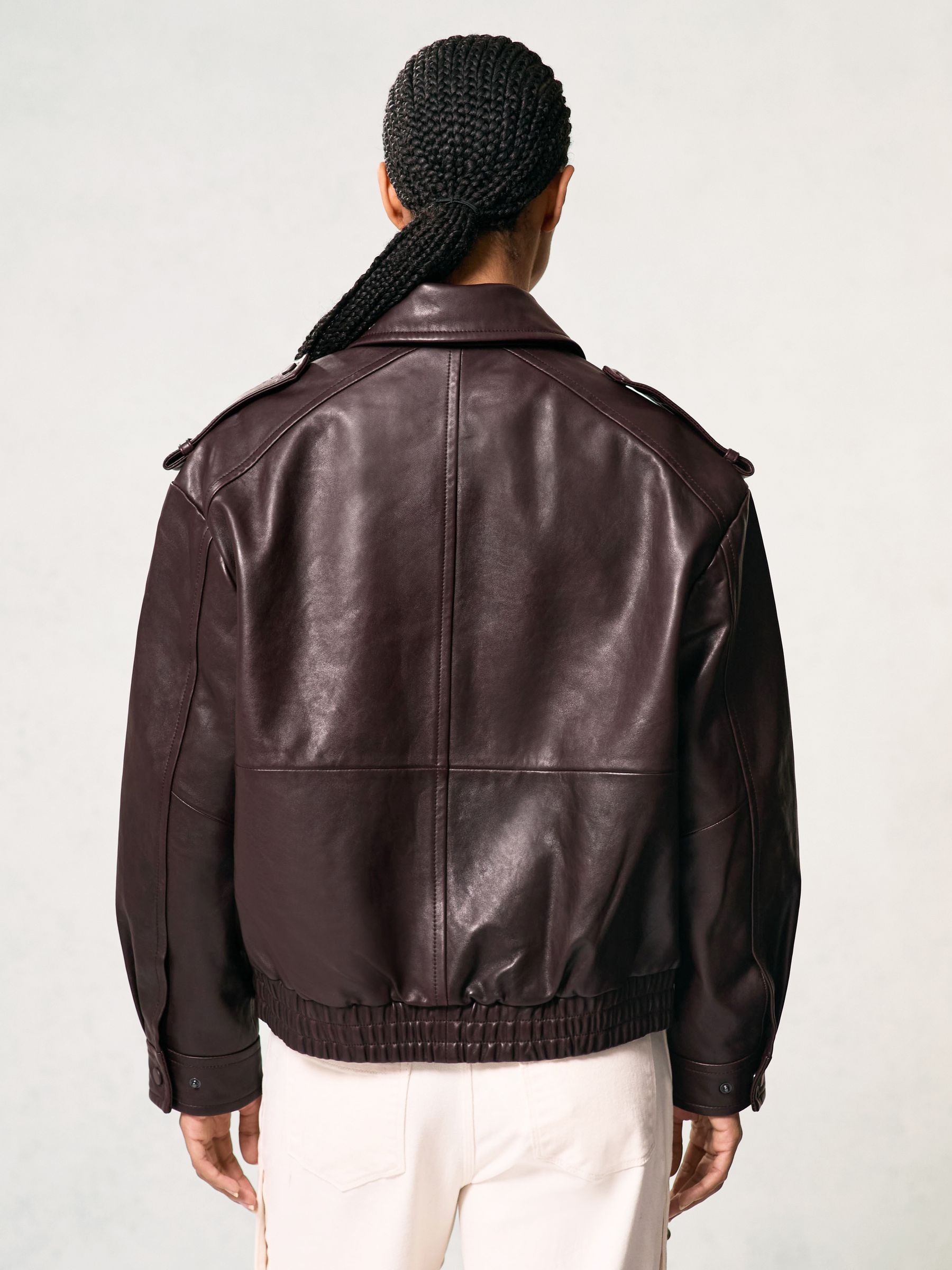 Buy Reiss Aubergine Peyton Oversized Leather Jacket from Next USA
