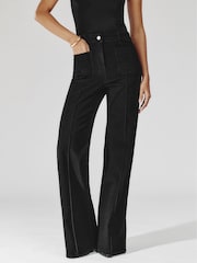Reiss Black Sakura Petite Patch Pocket Flared Jeans - Image 4 of 9