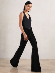 Reiss Black Sakura Petite Patch Pocket Flared Jeans - Image 5 of 9