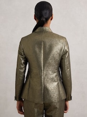 ذهبي - Reiss Sienna Double-Breasted Metallic Suit Blazer with Cotton - صورة 5 من 6