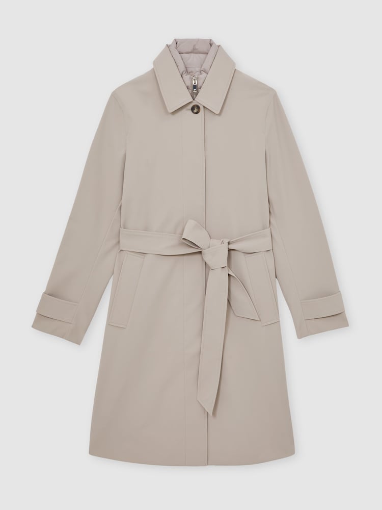 Reiss Neutral Logan Petite Hybrid Removable Over Coat - Image 2 of 9
