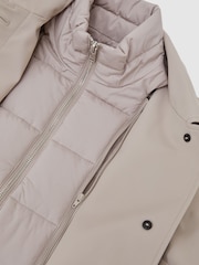 Reiss Neutral Logan Petite Hybrid Removable Over Coat - Image 8 of 9
