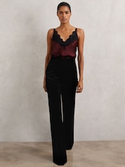 Reiss Black Myrtle Velvet Flared Trousers - Image 3 of 7