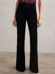 Reiss Black Myrtle Velvet Flared Trousers - Image 4 of 7
