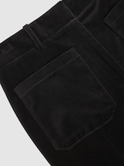 Reiss Black Myrtle Velvet Flared Trousers - Image 7 of 7