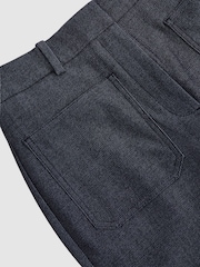 Reiss Blue Uma Flannel Patch-Pocket Flared Trousers with Wool - Image 7 of 7
