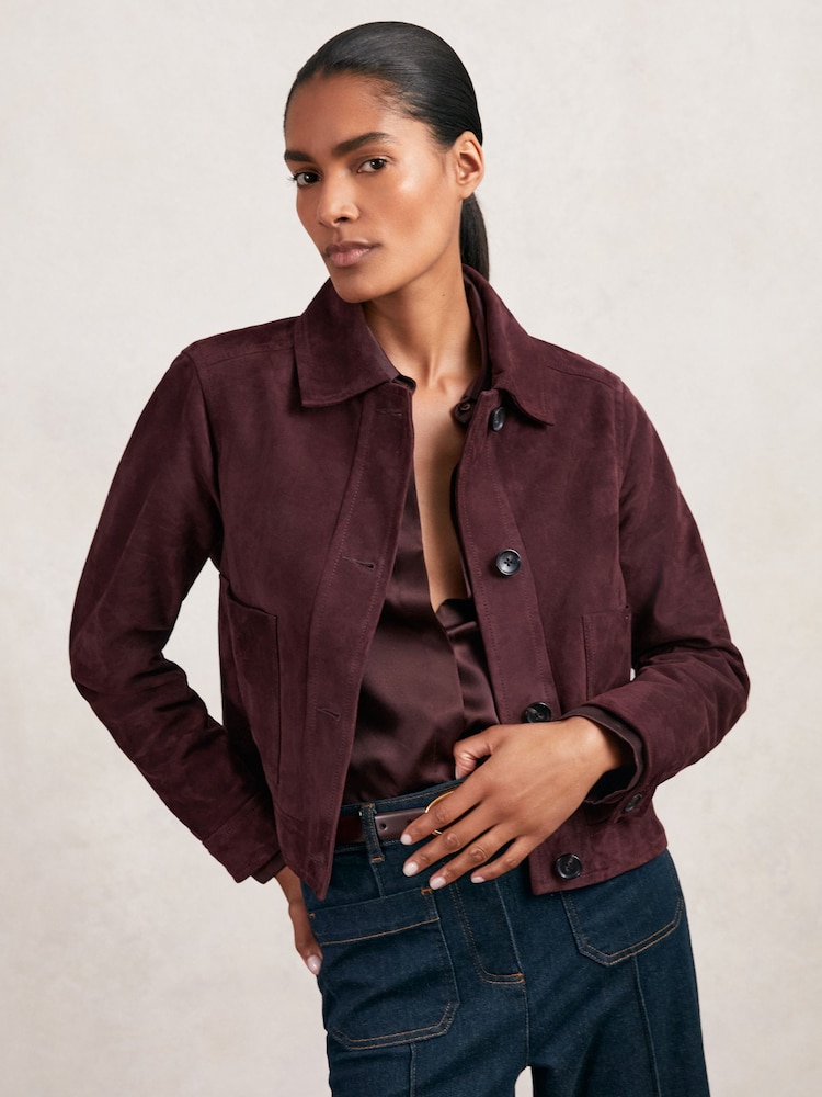 Reiss Sonny Suede Button Through Jacket - Imagen 1 de 7