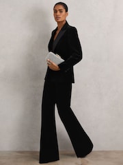 Reiss Black Myrtle Petite Velvet Single Breasted Suit Blazer - Image 4 of 7