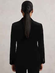 Reiss Black Myrtle Petite Velvet Single Breasted Suit Blazer - Image 5 of 7