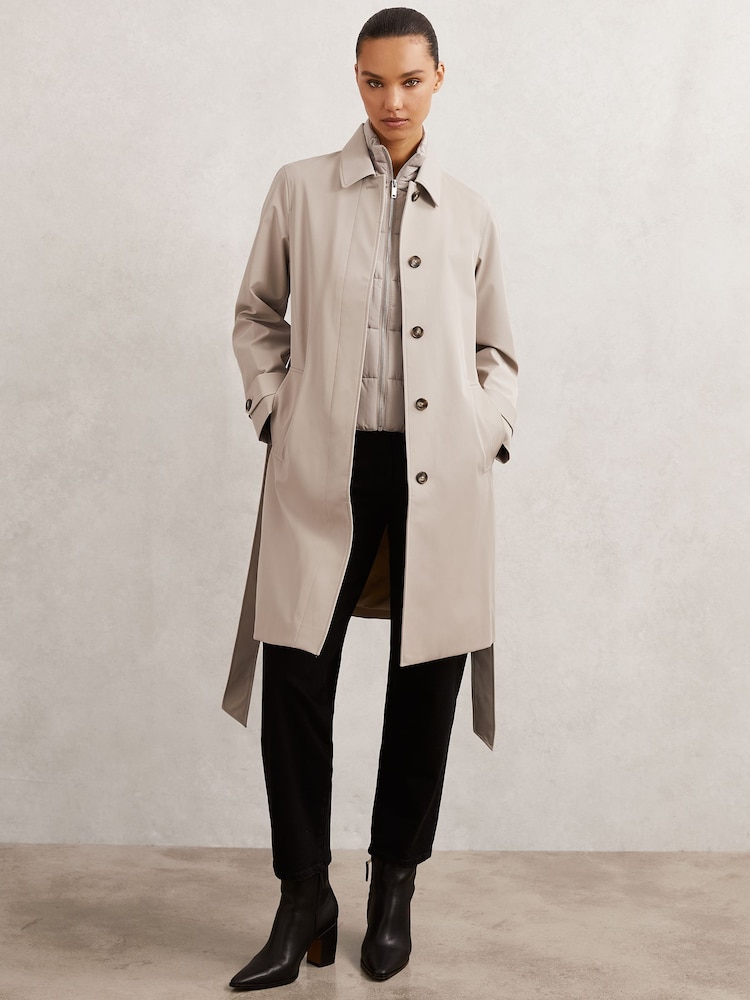 Reiss Neutral Logan Hybrid Removable Over Coat - Image 1 of 8