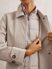 Reiss Neutral Logan Hybrid Removable Over Coat - Image 4 of 8