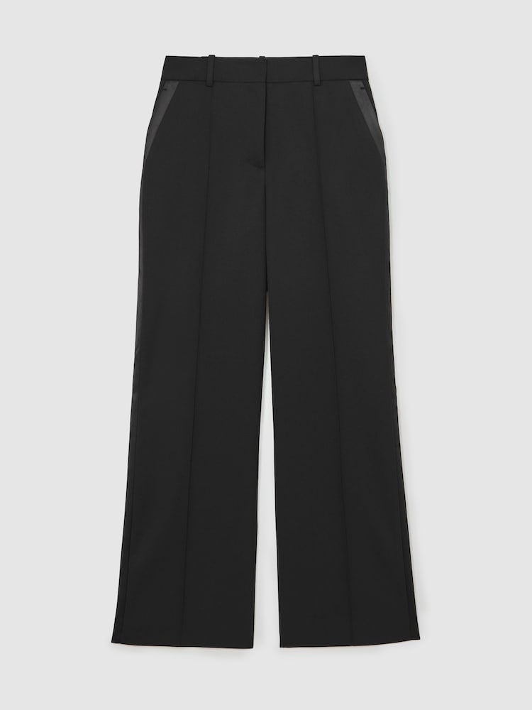 Reiss Black Della Petite Atelier Wide-Leg Tuxedo Trousers - Image 2 of 7 Reiss Black Della Petite Atelier Wide-Leg Tuxedo Trousers - Image 2 of 7