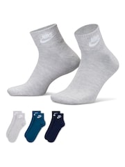 Nike Blue Everyday Essential Ankle Socks 3 Pack - Image 1 of 4