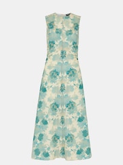 Whistles Green Floral Print Textured Midi Dress - Image 5 of 5