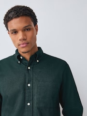 Dark Green Soft Touch Oxford Long Sleeve Shirt - Image 5 of 9