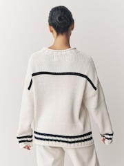 White/Blue Knitted Sailor Slogan Jumper - Image 4 of 8