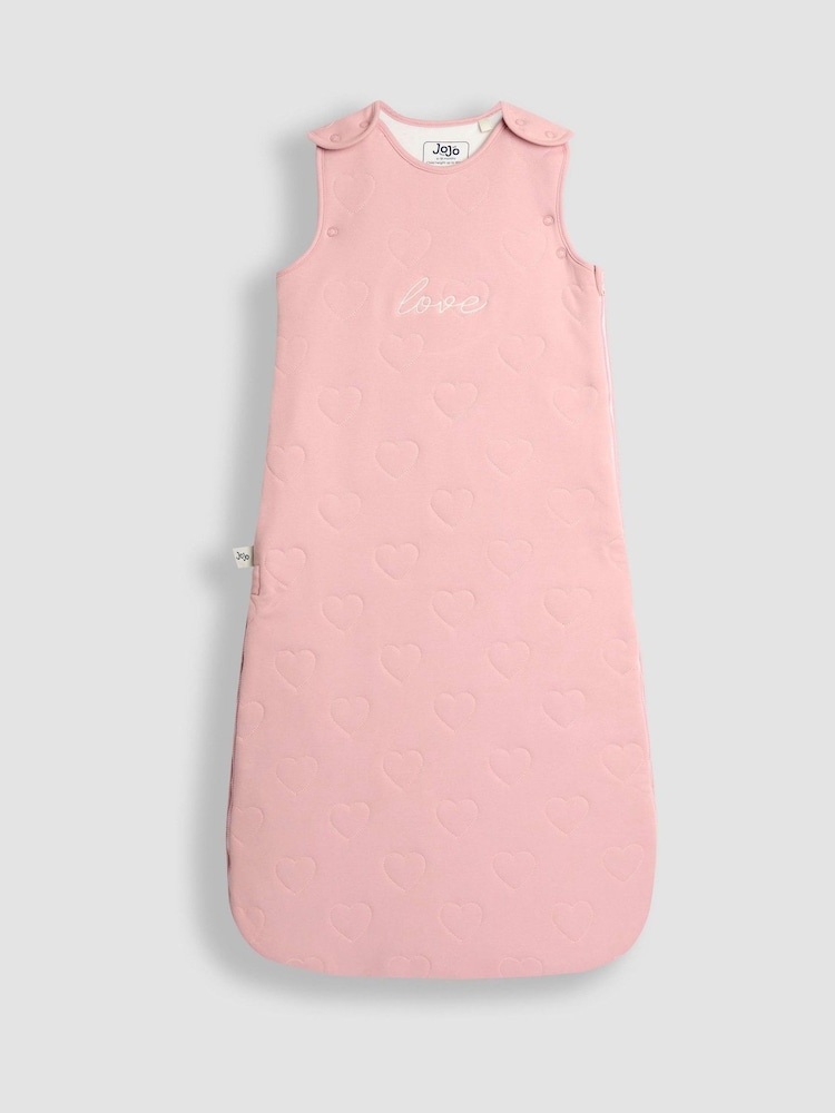 JoJo Maman Bébé Pink Heart Quilted 2.5 Tog Baby Sleeping Bag - Image 1 of 3 JoJo Maman Bébé Pink Heart Quilted 2.5 Tog Baby Sleeping Bag - Image 1 of 3