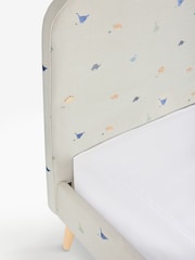 Relaxed Linen Look Dinosaur Kids Matson Upholstered Single Bed - Image 10 of 10