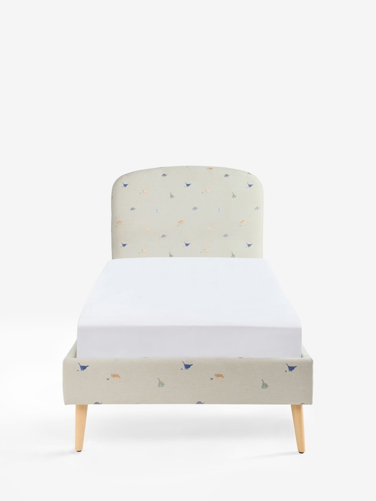 Relaxed Linen Look Dinosaur Kids Matson Upholstered Single Bed - Image 2 of 3