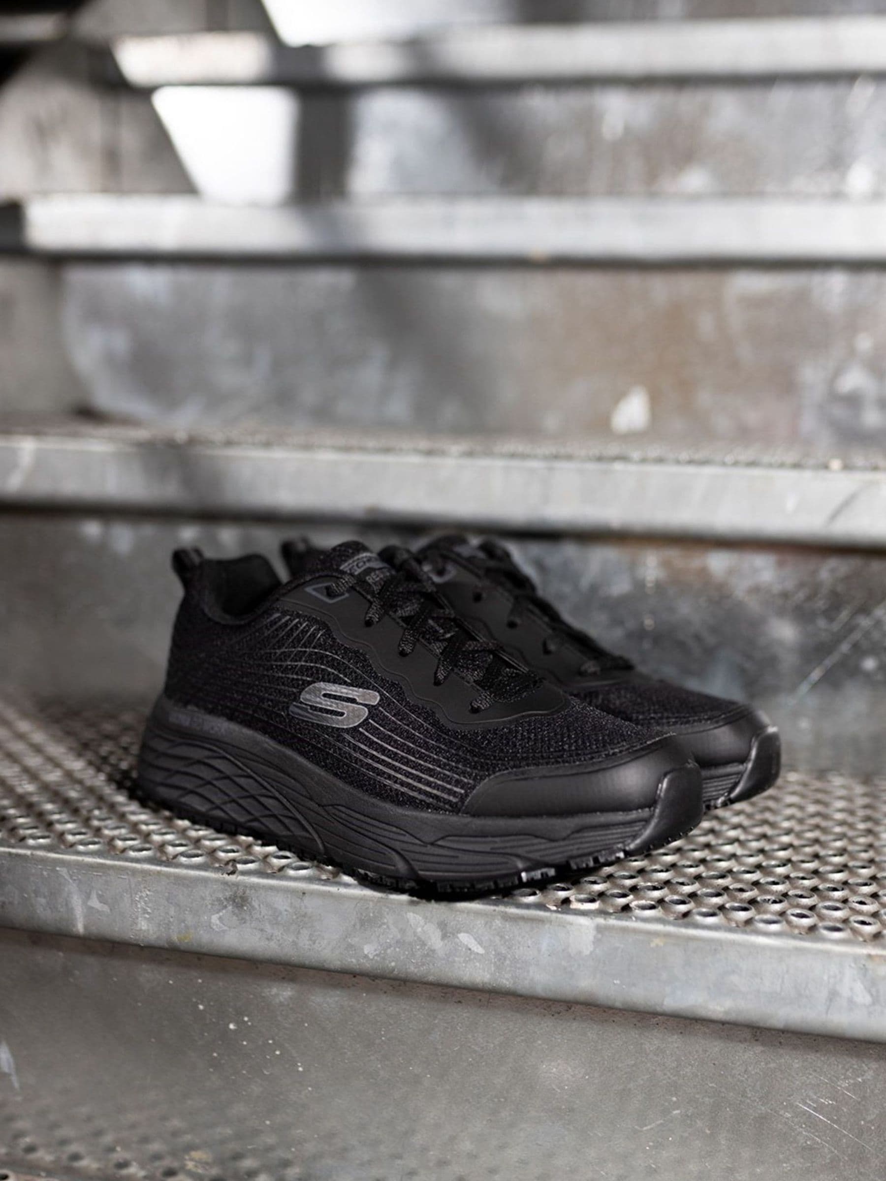 Buy Skechers Black Relaxed Fit Work Max Cushioning Elite Trainers