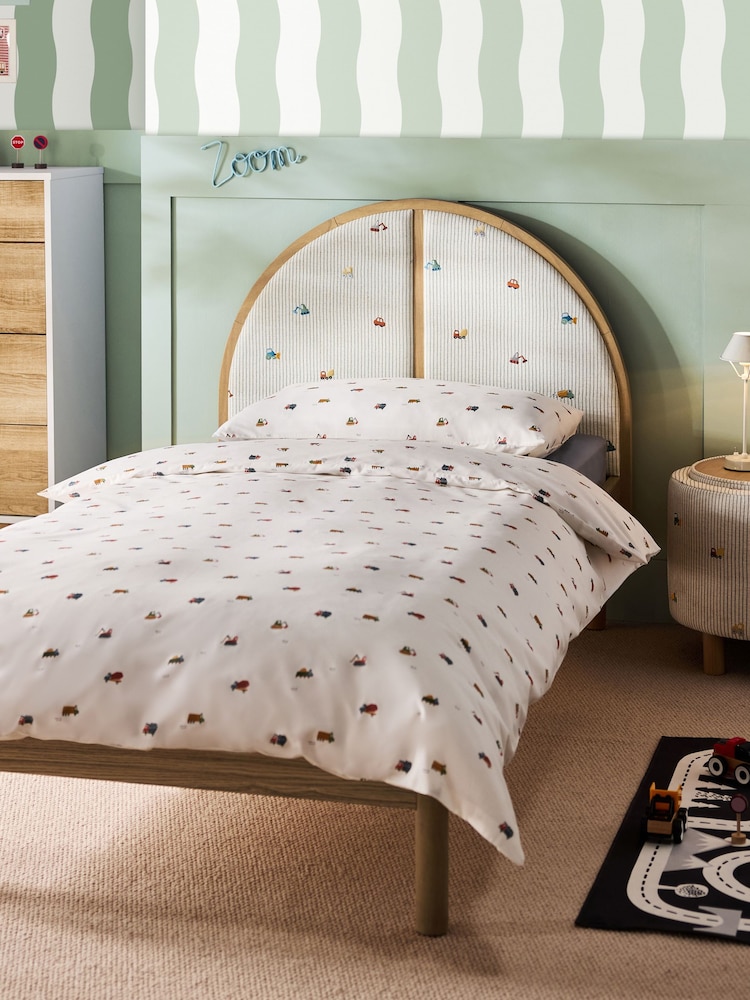 Upholstered Green Digger Stripe Felix Single Bed Frame - Image 1 of 4