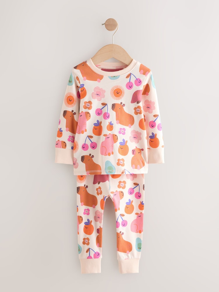 Cobalt Capybara Print - مجموعة من 3 بيجامات دافئة (9 شهور-12 سنة) - صورة 2 من 7