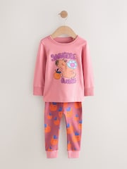 Cobalt Capybara Print - مجموعة من 3 بيجامات دافئة (9 شهور-12 سنة) - صورة 4 من 7