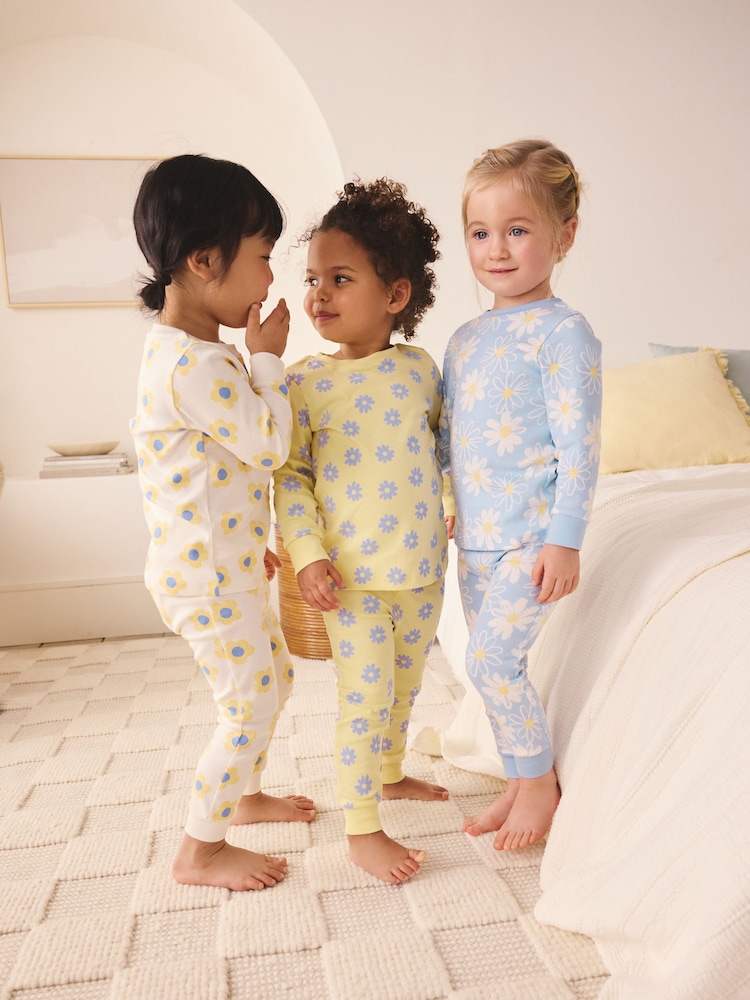 Yellow/Blue Daisy - Pachet 3 de pijamale ghemuite (9luni-12ani) - Imaginea 1 din 10