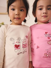 Pink/Red Galentines Snuggle Pyjamas 3 Pack (9mths-12yrs) - Image 4 of 4