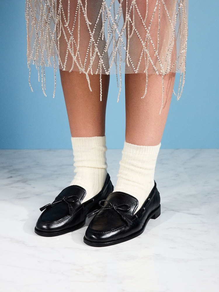 Black Tabitha Simmons x Next Urban Leather Bow Loafers - Image 1 of 7 Black Tabitha Simmons x Next Urban Leather Bow Loafers - Image 1 of 7