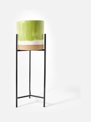Oliver Bonas Green Large Nora Ceramic Standing Plant Pot - Image 2 of 6
