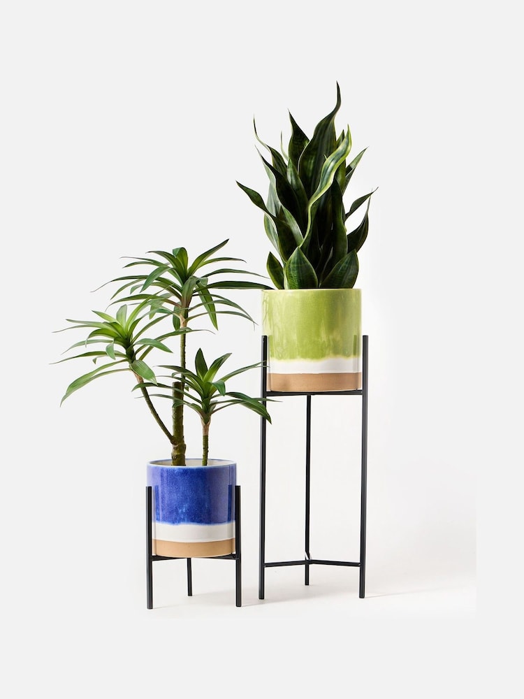 Oliver Bonas Green Large Nora Ceramic Standing Plant Pot - Image 6 of 6 Oliver Bonas Green Large Nora Ceramic Standing Plant Pot - Image 6 of 6