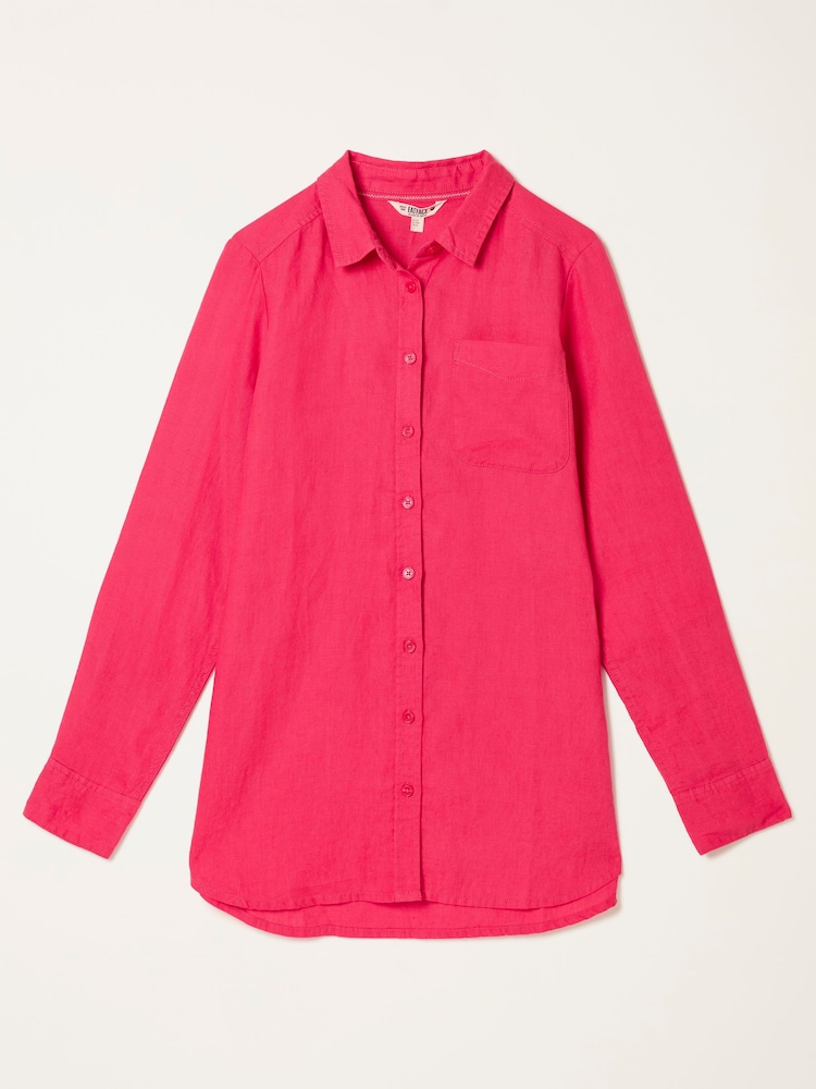 FatFace Olivia Dark Pink Linen Shirt - Image 5 of 5