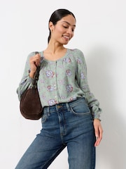 FatFace Clemence Green Dot Floral Blouse - Image 1 of 6