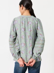 FatFace Clemence Green Dot Floral Blouse - Image 2 of 6