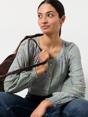 FatFace Clemence Green Dot Floral Blouse - Image 4 of 6