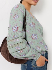 FatFace Clemence Green Dot Floral Blouse - Image 5 of 6