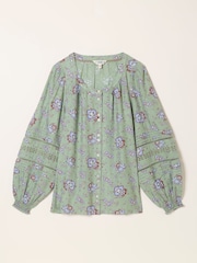 FatFace Clemence Green Dot Floral Blouse - Image 6 of 6