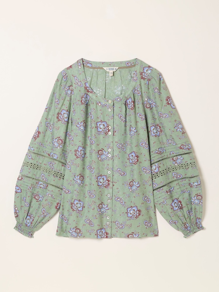 FatFace Clemence Green Dot Floral Blouse - Image 6 of 6