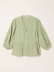 FatFace Rosalie Green Embroidered Blouse - Image 6 of 6