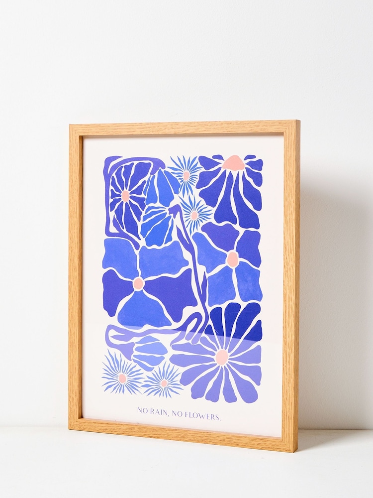 Oliver Bonas Blue No Rain No Flowers Blue Wall Art - Image 1 of 4 Oliver Bonas Blue No Rain No Flowers Blue Wall Art - Image 1 of 4
