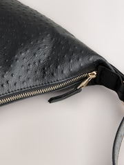 Black Leather Embossed Sling Shoulder Bag - Image 5 of 7