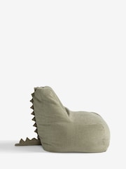 Brushed Weave Light Olive Green Kids Dinosaur Bean Bag - Image 2 of 3
